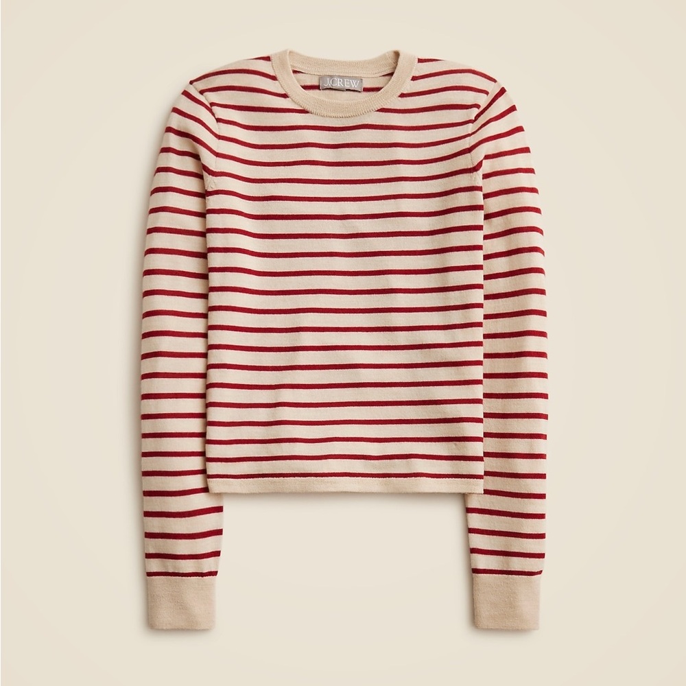 J. Crew Beige and Red Striped Knit